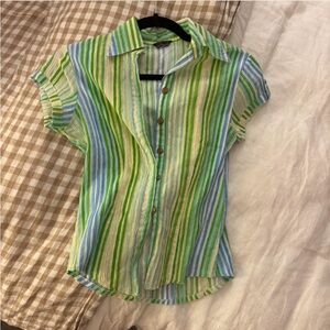 Striped Green and Blue Beach Top